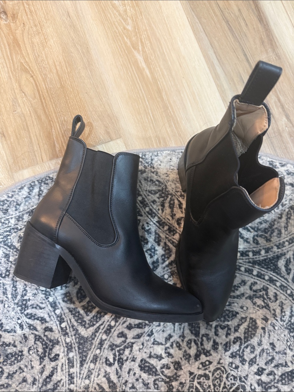 Modern Black Chelsea Ankle Booties with Block Heel
